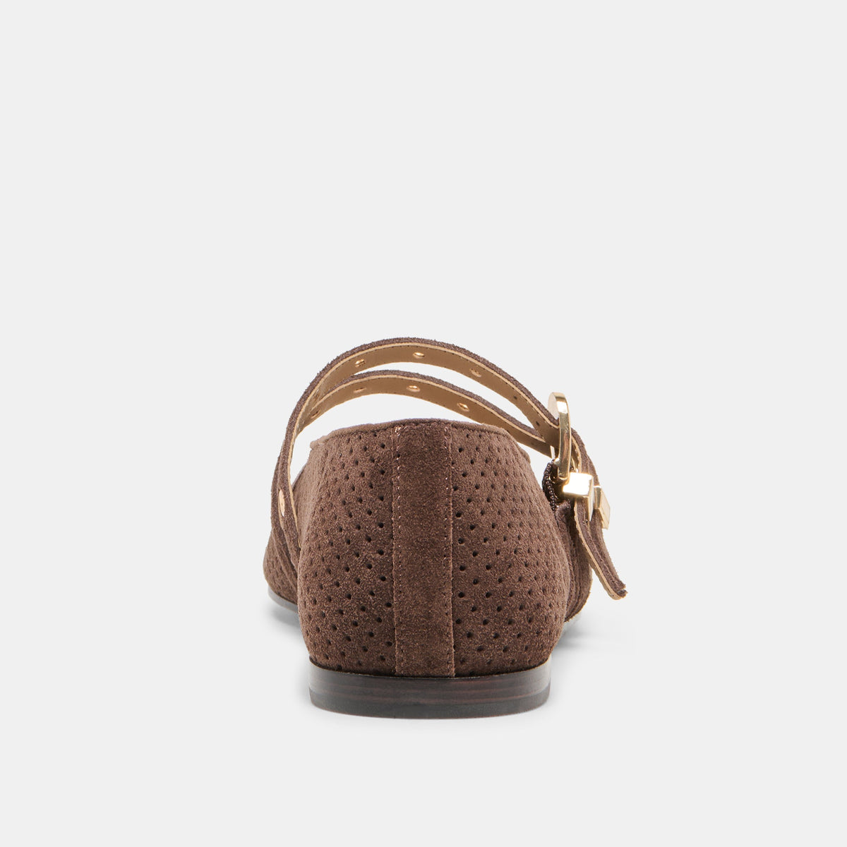 Baylee Grommet Dk Brown Perforated Suede Ballet Flats | Dolce Vita