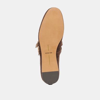 Baylee Grommet Dk Brown Perforated Suede Ballet Flats | Dolce Vita