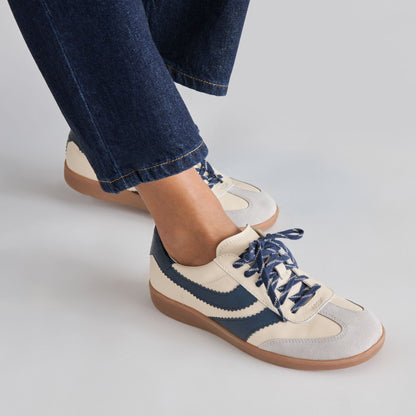 Merit White Navy Leather Sneakers | Dolce Vita