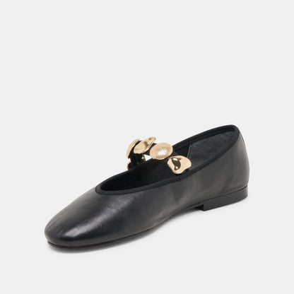 Relan Black Leather Ballet Flats | Dolce Vita