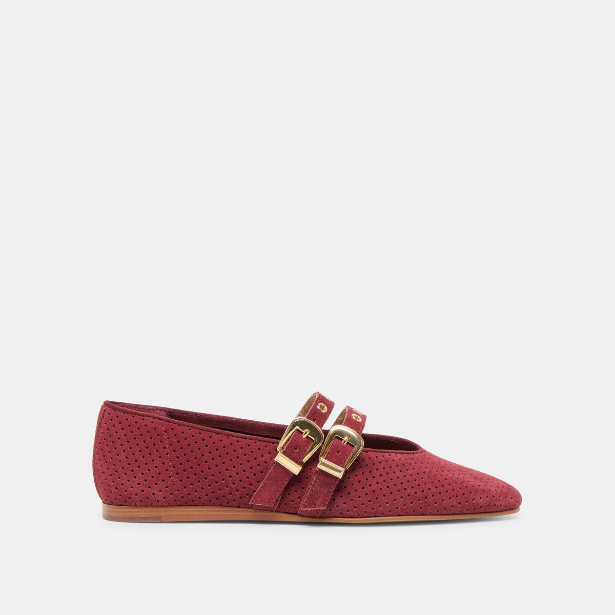 Baylee Grommet Oxblood Perforated Suede Ballet Flats | Dolce Vita
