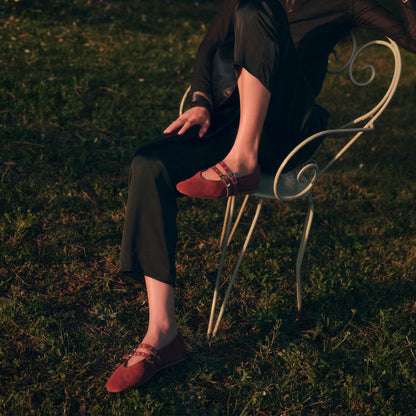 Baylee Grommet Oxblood Perforated Suede Ballet Flats | Dolce Vita