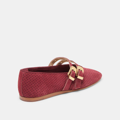 Baylee Grommet Oxblood Perforated Suede Ballet Flats | Dolce Vita