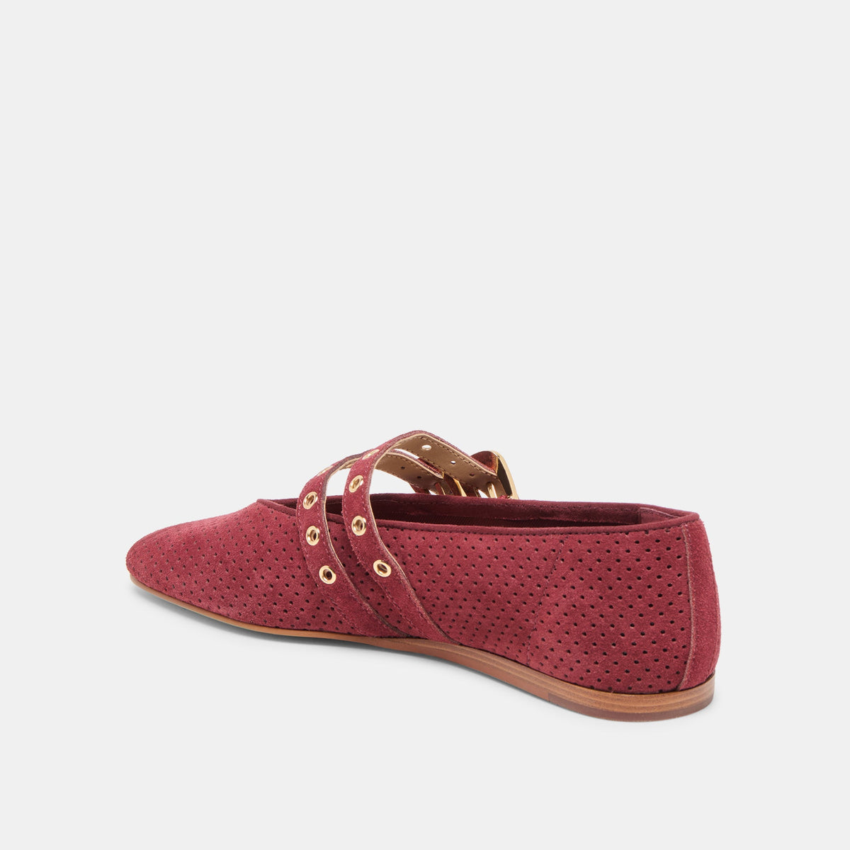 Baylee Grommet Oxblood Perforated Suede Ballet Flats | Dolce Vita