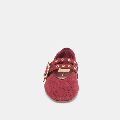 Baylee Grommet Oxblood Perforated Suede Ballet Flats | Dolce Vita