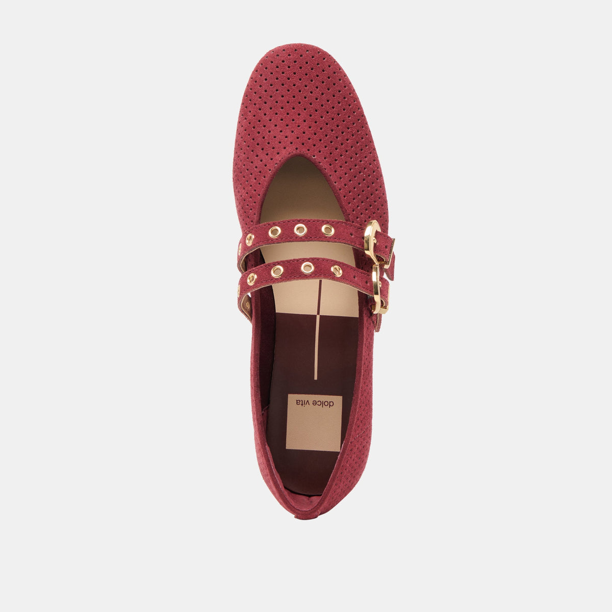 Baylee Grommet Oxblood Perforated Suede Ballet Flats | Dolce Vita