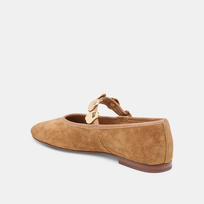 Relan Lt Brown Suede Ballet Flats | Dolce Vita