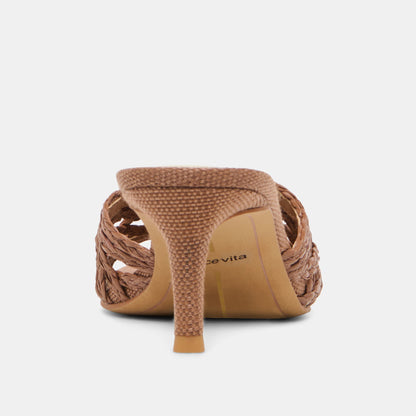 Bowen Cognac Raffia Heels | Dolce Vita