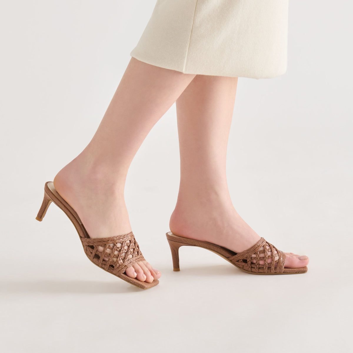 Bowen Cognac Raffia Heels | Dolce Vita