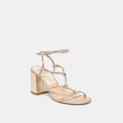 Fizzy Gold Leather Heels | Dolce Vita