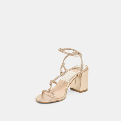 Fizzy Gold Leather Heels | Dolce Vita
