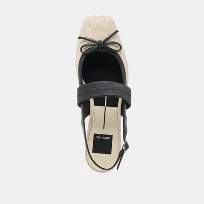 Grifan Natural Black Linen Flats | Dolce Vita