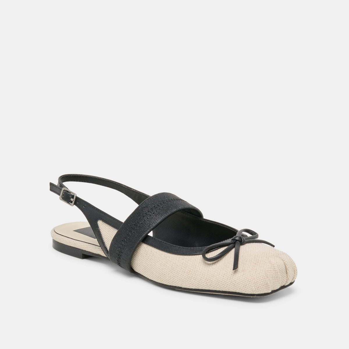 Grifan Natural Black Linen Flats | Dolce Vita