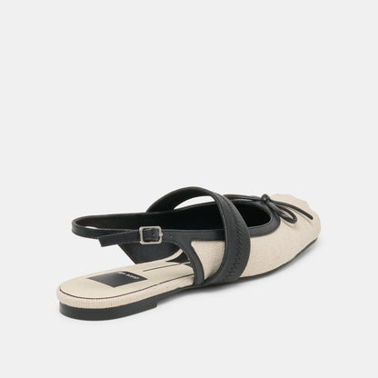 Grifan Natural Black Linen Flats | Dolce Vita