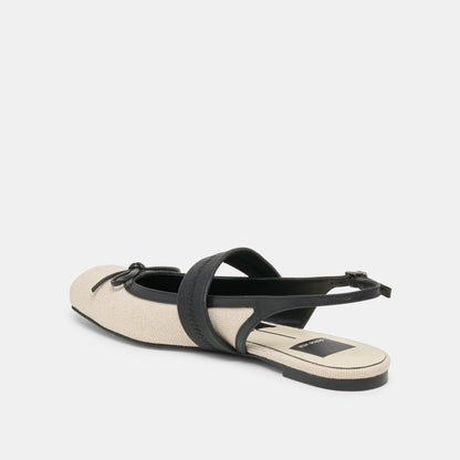 Grifan Natural Black Linen Flats | Dolce Vita