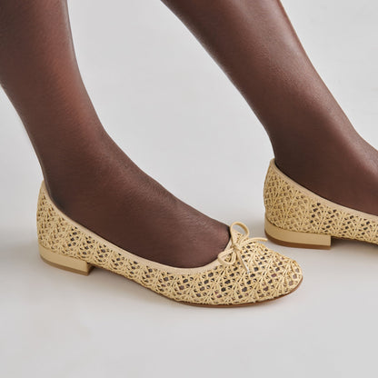 Ulicia Lt Natural Cross Hatch Raffia Ballet Flats | Dolce Vita