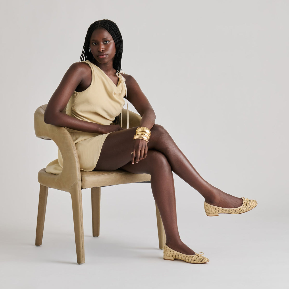 Ulicia Lt Natural Cross Hatch Raffia Ballet Flats | Dolce Vita