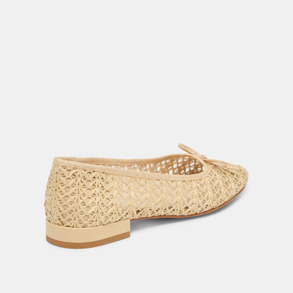 Ulicia Lt Natural Cross Hatch Raffia Ballet Flats | Dolce Vita