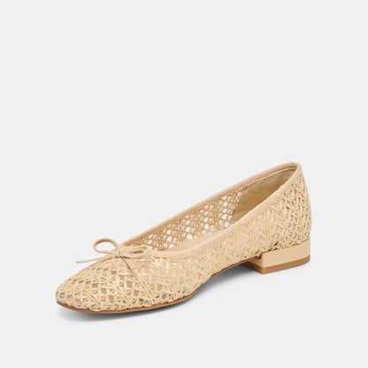 Ulicia Lt Natural Cross Hatch Raffia Ballet Flats | Dolce Vita