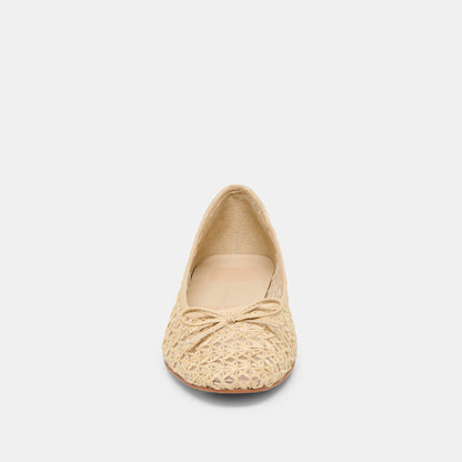 Ulicia Lt Natural Cross Hatch Raffia Ballet Flats | Dolce Vita