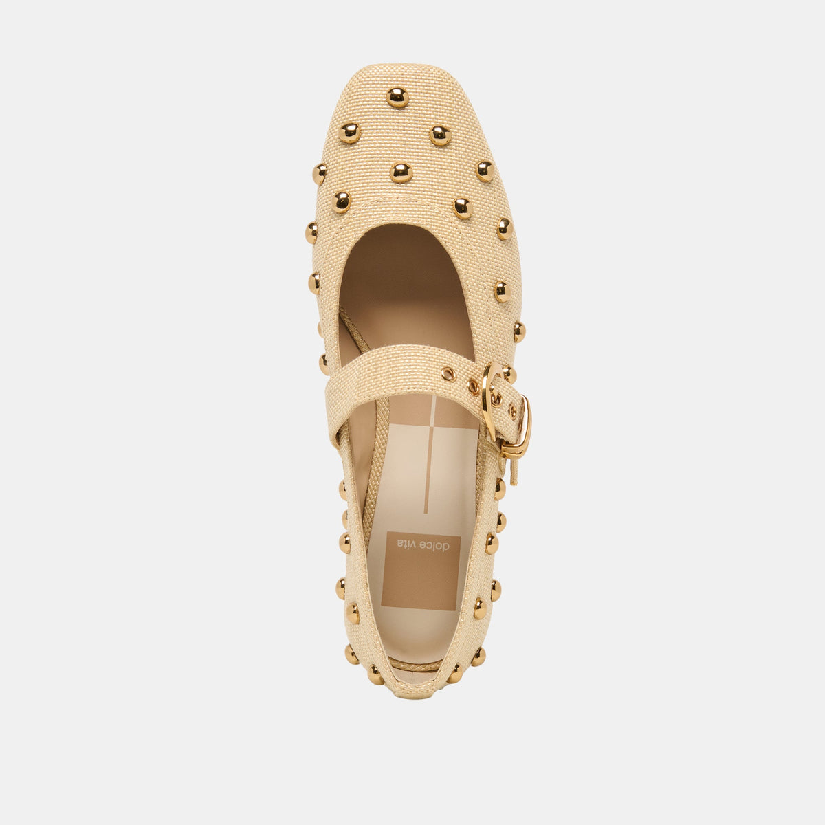 Mikel Stud Lt Natural Raffia Ballet Flats | Dolce Vita