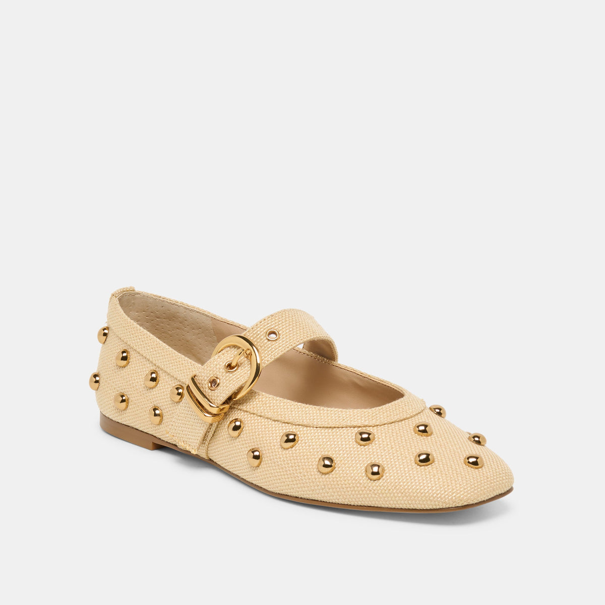 Mikel Stud Lt Natural Raffia Ballet Flats | Dolce Vita