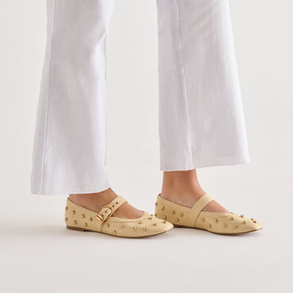 Mikel Stud Lt Natural Raffia Ballet Flats | Dolce Vita