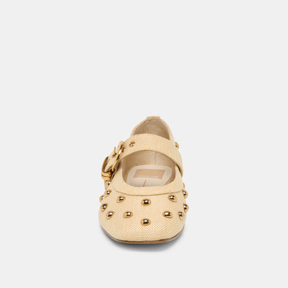 Mikel Stud Lt Natural Raffia Ballet Flats | Dolce Vita