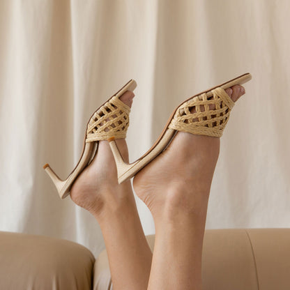 Bowen Lt Natural Raffia Heels | Dolce Vita