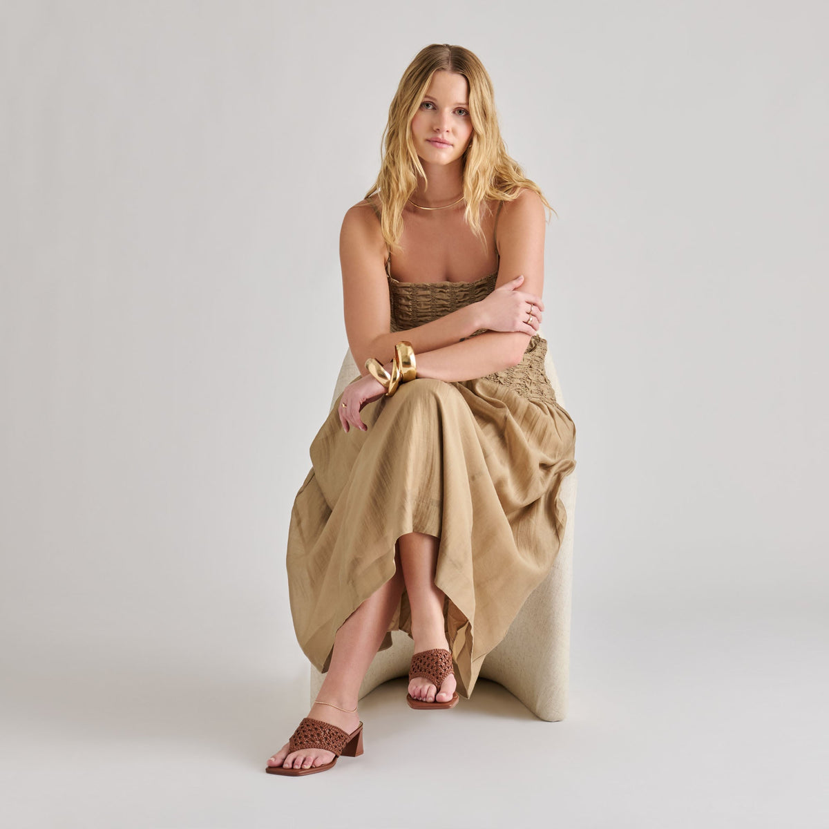 Barlo Cognac Woven Stella Heels | Dolce Vita