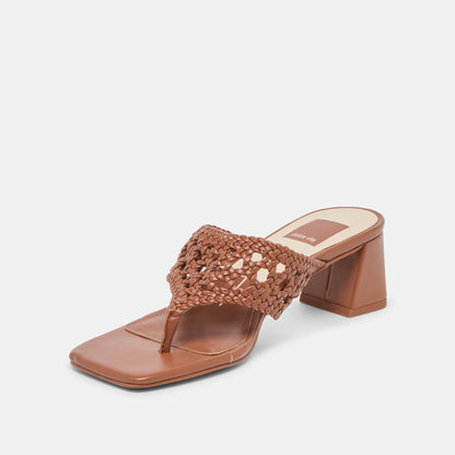 Barlo Cognac Woven Stella Heels | Dolce Vita