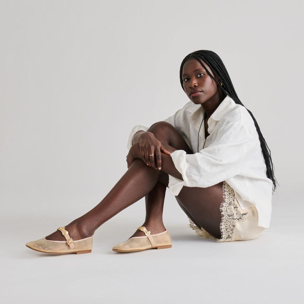 Relan French Vanilla Mesh Ballet Flats | Dolce Vita