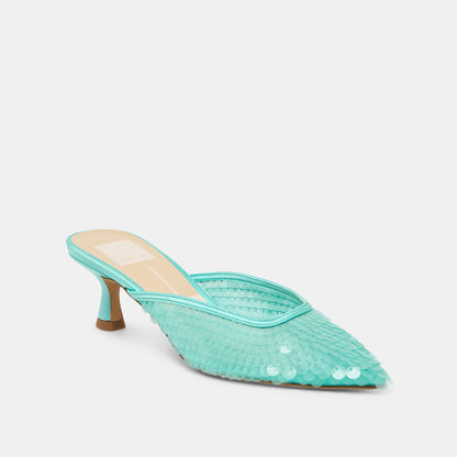 Cleo Sequin Aqua Sequin Heels | Dolce Vita