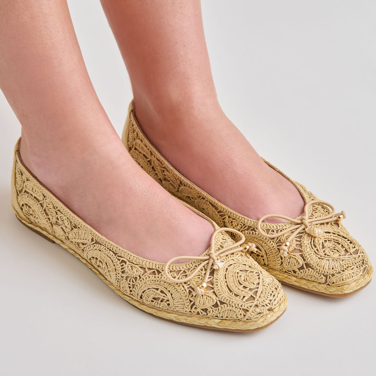 Tianna Lt Natural Raffia Lace Ballet Flats | Dolce Vita