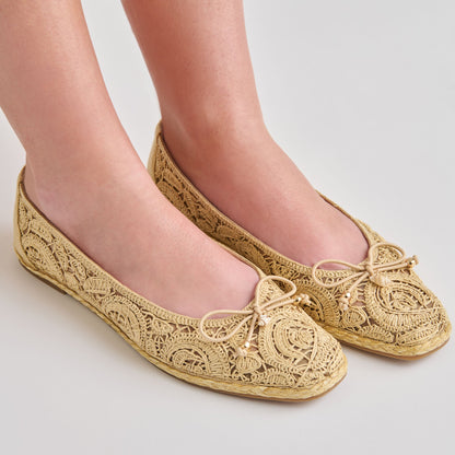 Tianna Lt Natural Raffia Lace Ballet Flats | Dolce Vita