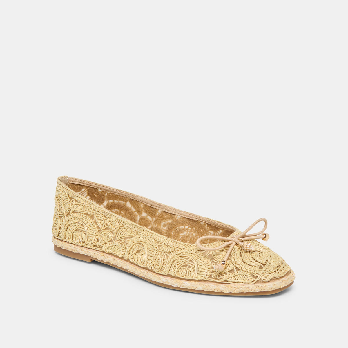 Tianna Lt Natural Raffia Lace Ballet Flats | Dolce Vita