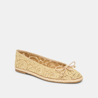 Tianna Lt Natural Raffia Lace Ballet Flats | Dolce Vita