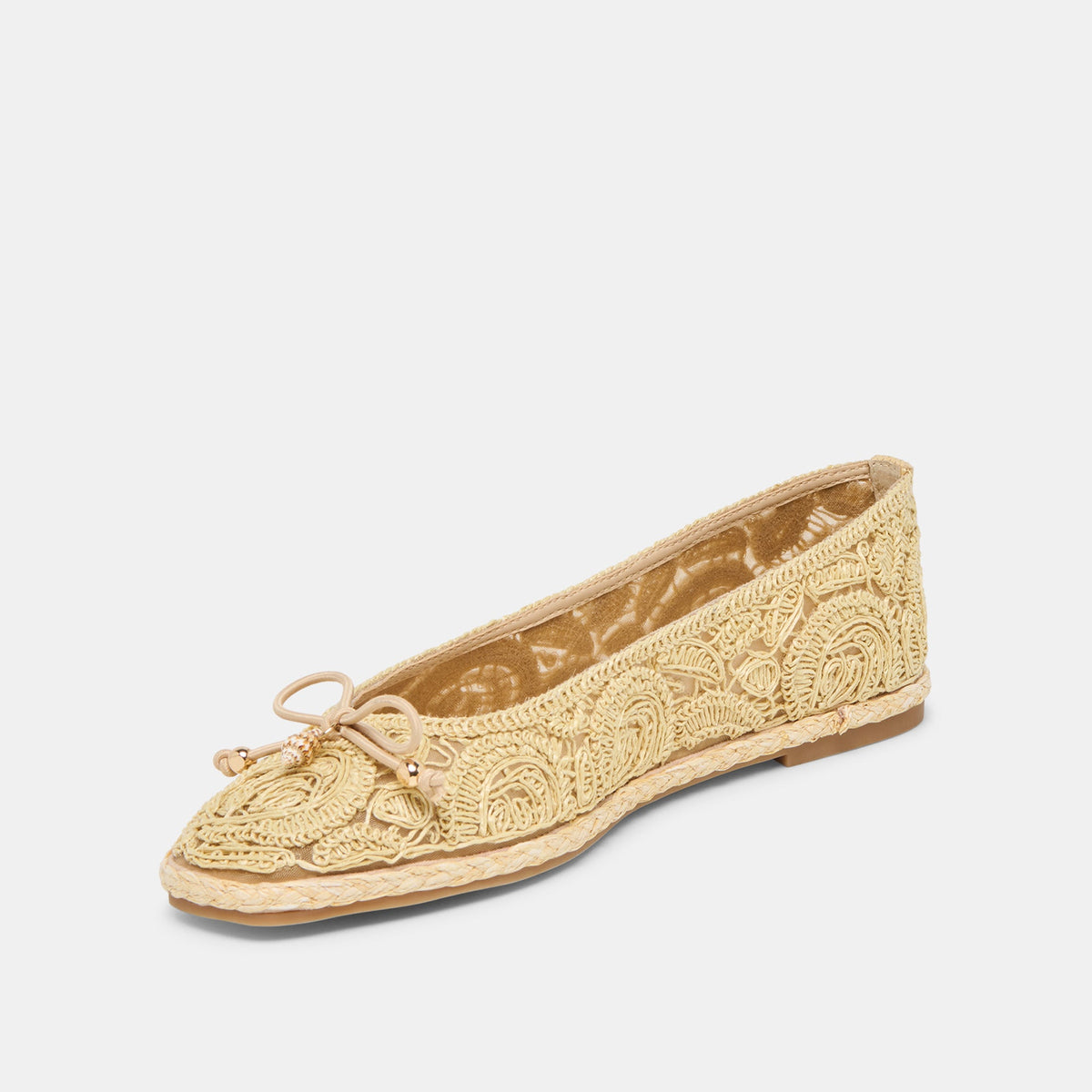 Tianna Lt Natural Raffia Lace Ballet Flats | Dolce Vita