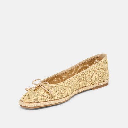 Tianna Lt Natural Raffia Lace Ballet Flats | Dolce Vita