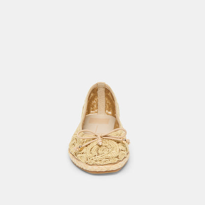 Tianna Lt Natural Raffia Lace Ballet Flats | Dolce Vita