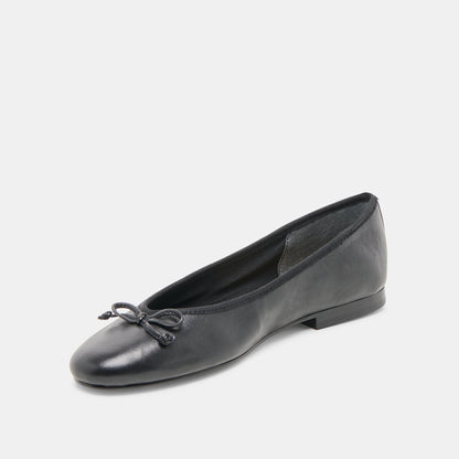 Ritla Wide Black Leather Ballet Flats | Dolce Vita