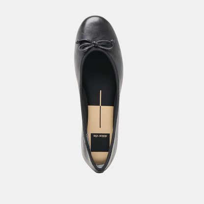 Ritla Wide Black Leather Ballet Flats | Dolce Vita