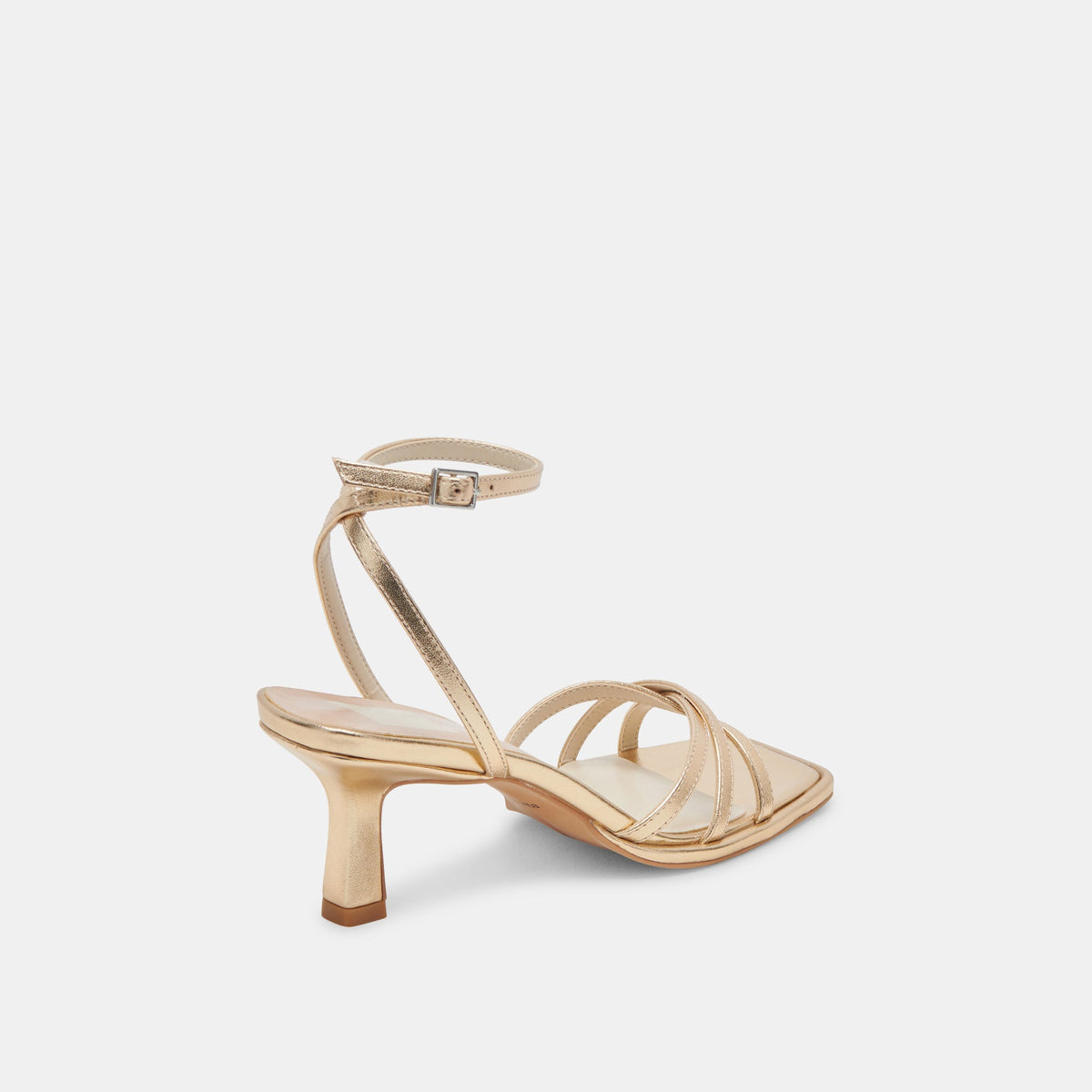 Manji Wide Light Gold Metallic Leather Heels | Dolce Vita