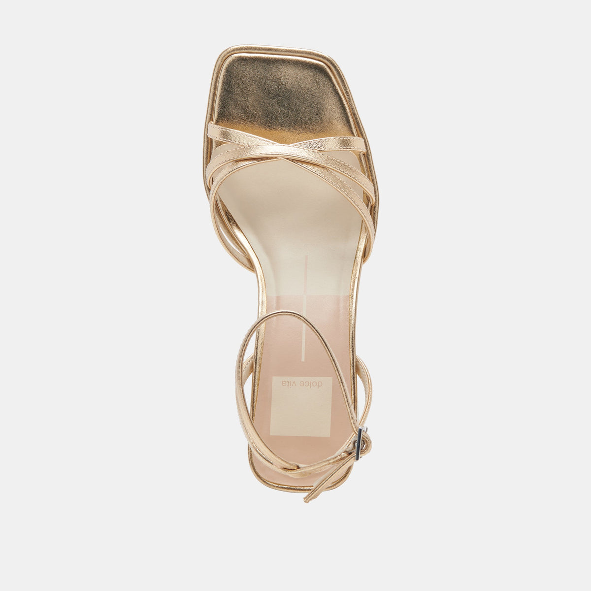 Manji Wide Light Gold Metallic Leather Heels | Dolce Vita