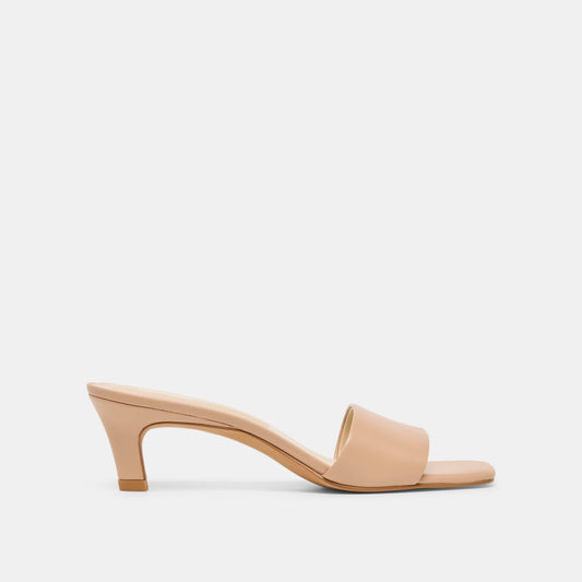 Rexa Wide Light Tan Leather Heels | Dolce Vita