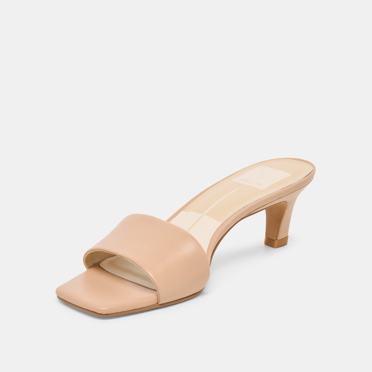 Rexa Wide Light Tan Leather Heels | Dolce Vita