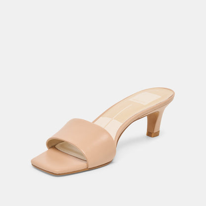Rexa Wide Light Tan Leather Heels | Dolce Vita