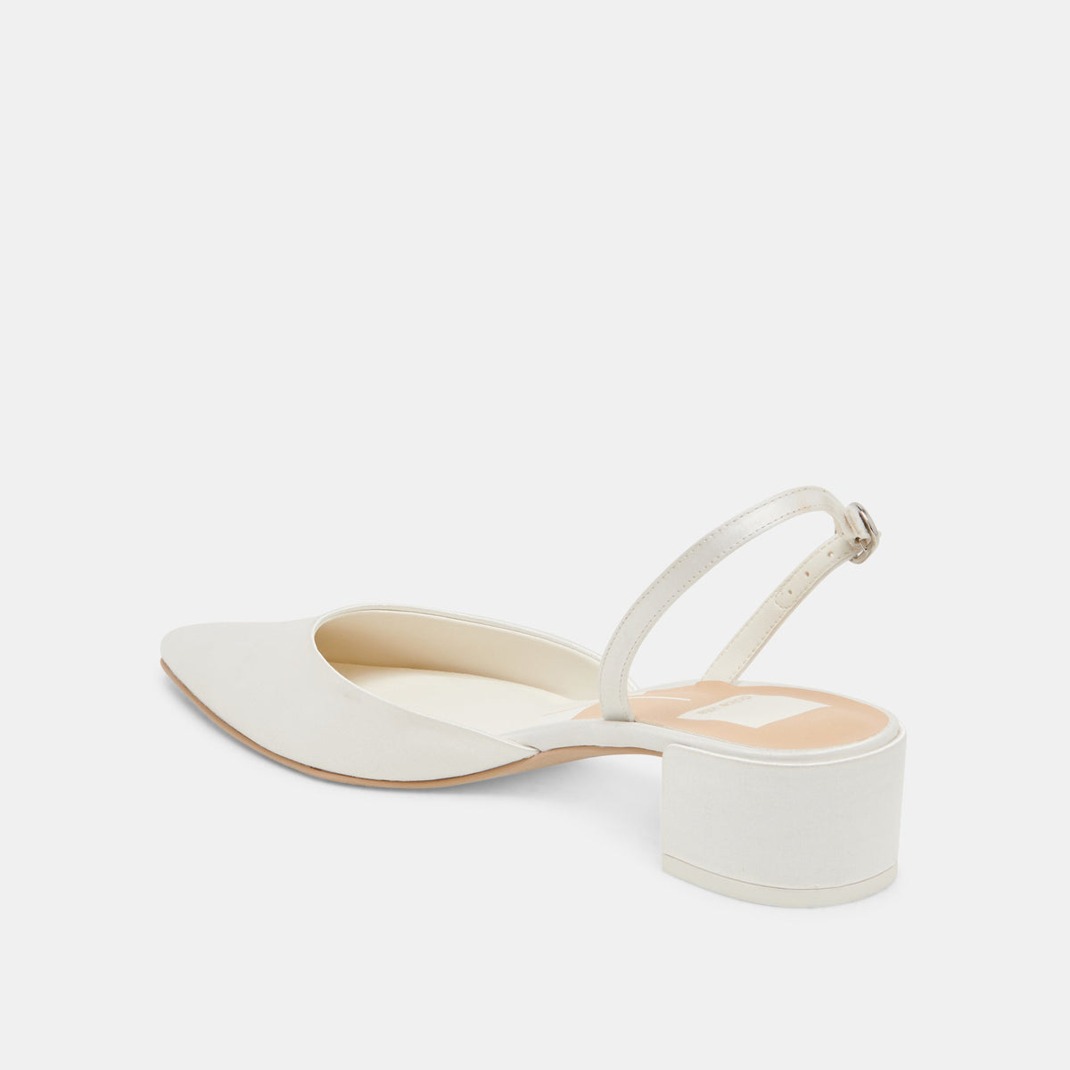 Carel Wide True White Satin Heels | Dolce Vita