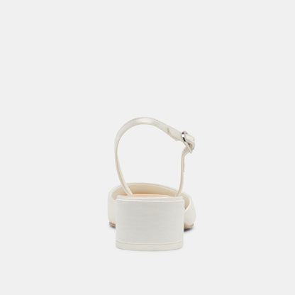 Carel Wide True White Satin Heels | Dolce Vita