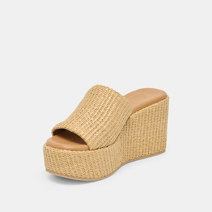 Joclyn Wide Lt Natural Raffia Wedges | Dolce Vita